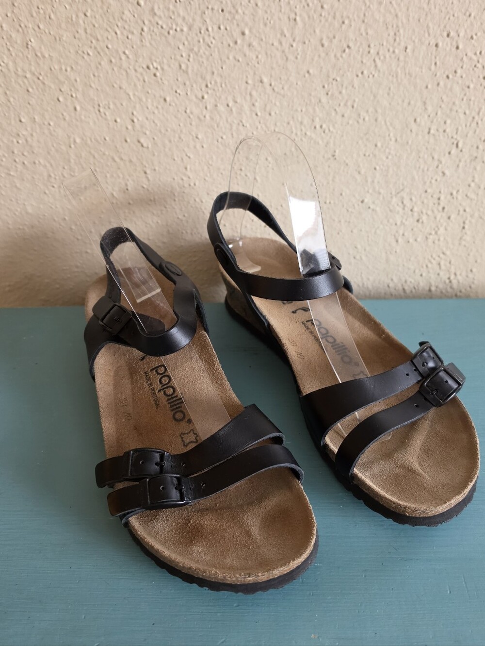 Papillio By Birkenstock Strappy Lana Wedge Sandal Womens EU39 US8 Black Leather